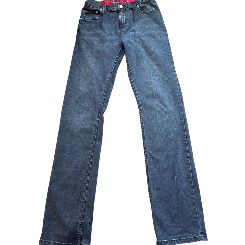 Levis 511 Slim Fit Jeans Dark Wash Blue Denim‎ Mens 30x32 Red Elastic Waistband